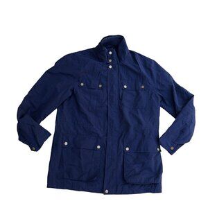 CLUB ROOM Nylon Rain Coat Men's MEDIUM Blue Long Sleeve Button Zipper​​​​